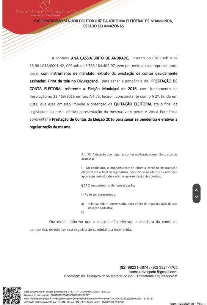 Ana Cassia de Nhamunda pre candidata prefeita