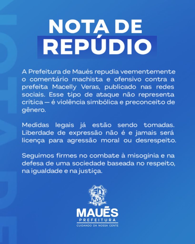 Prefeita Macelly Veras sofre ataque sexista e reage com ação judicial em Maués 1 Prefeita Macelly Veras reage a ataque sexista