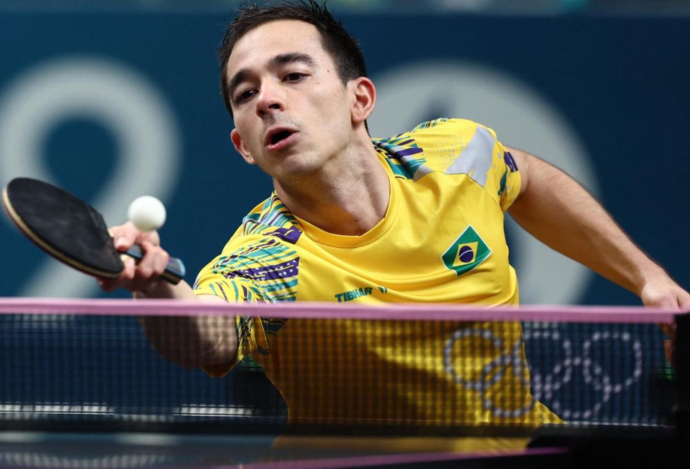 Hugo Calderano vai disputar o bronze em Paris. Foto: Luiza Moraes/COB