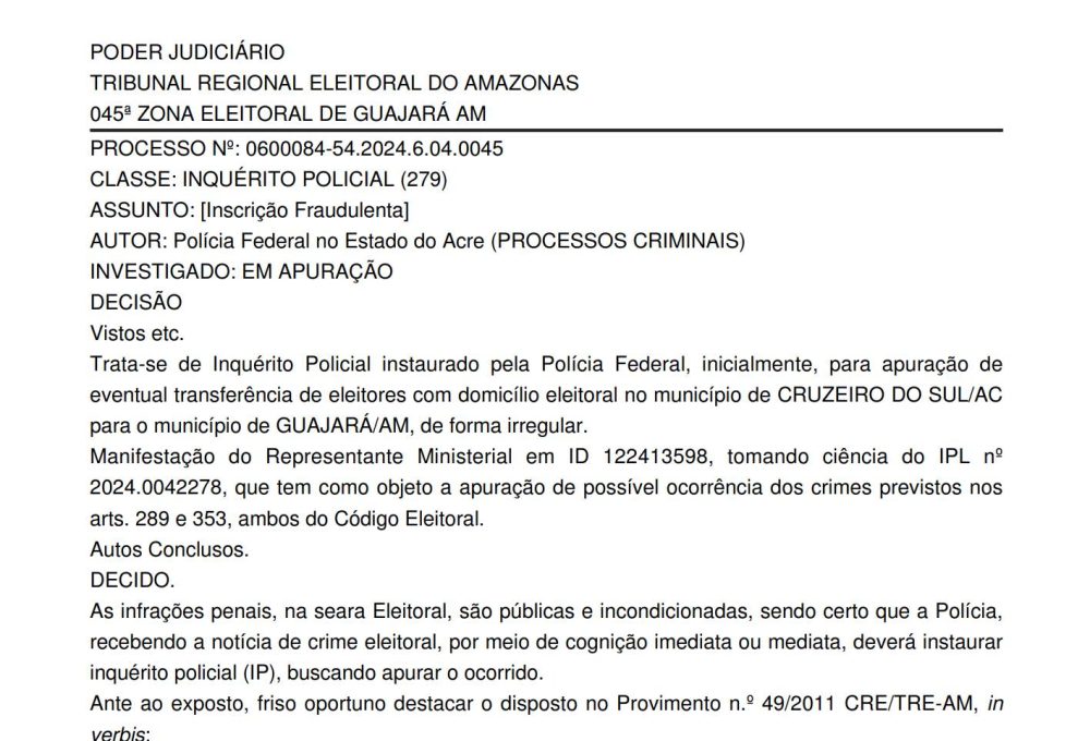 o processo agora segue em apuração sob sigilo, como determinado pelo juiz David Nicollas Vieira Lins