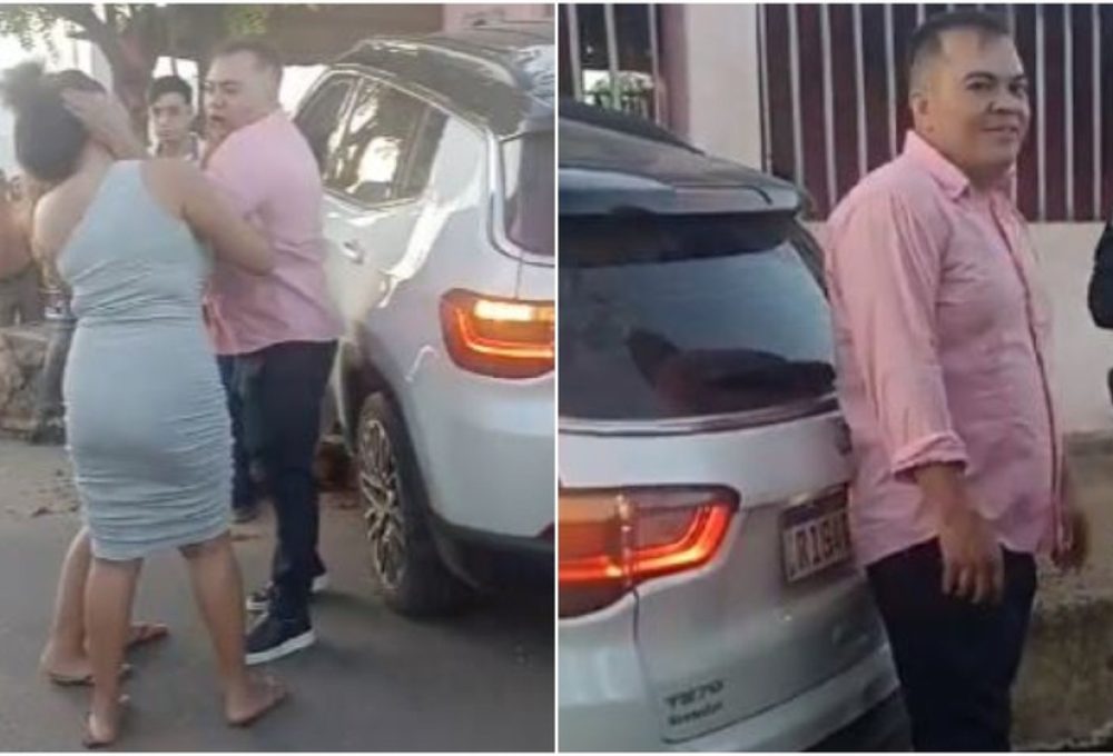Delegado da cidade de Aurora agride mulher após se envolver em acidente de trânsito na madrugada deste sábado — Foto: Reprodução