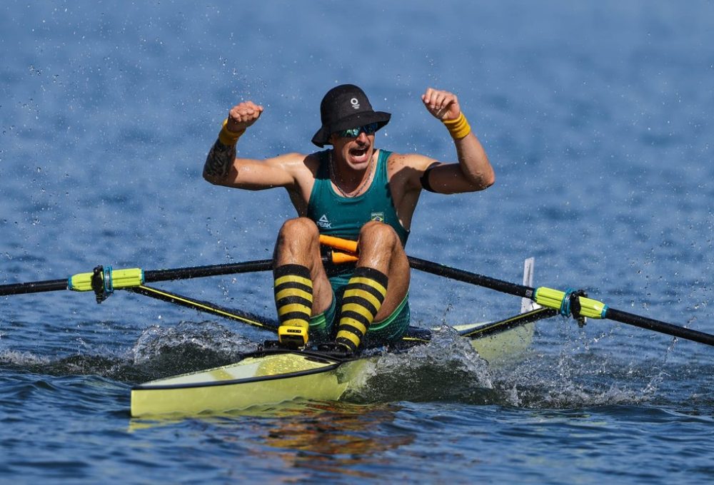 Lucas Verthein é o primeiro campeão dos Jogos Pan-Americanos no skiff simples masculino em Santiago 2023 — Foto: William Lucas/COB